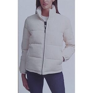 Levis Womens Corduroy Puffer Jacket Cream Off-White Full Zip XXL NEW